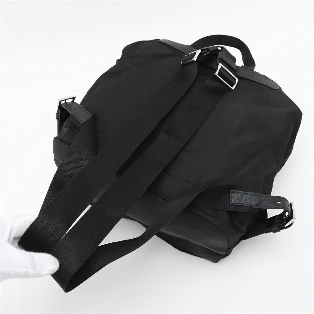 Prada Tessuto Leather Nylon Backpack Rucksack Black - Picture 5 of 8